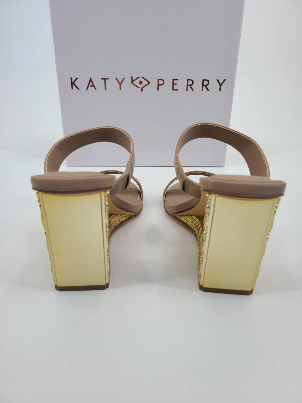 Katy Perry Collections Nude Wedge With Ornate Frame Heel Size 5.5